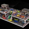 GarageLine Miniature Car Cafe Diorama Display Photography Streetscape Collection GL0004 1/64 Case, Background, Model, (green) [Used]