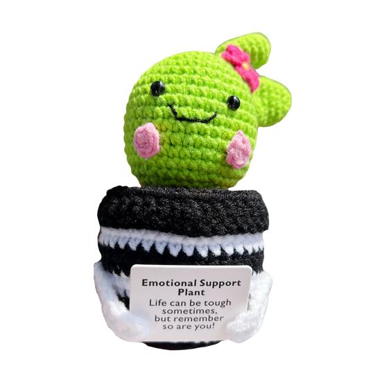 

Позитивный вязаный крючком кактус с вдохновляющей открыткой Эмоциональная поддержка Ручная работа Вязание Горшечные растения Кукла Игрушка Украшение Дети Взрослые Подарок на день рождения D