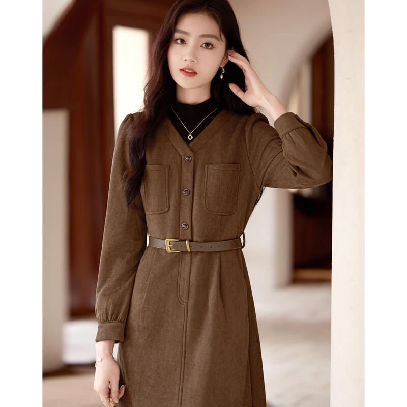 Elegant Long Sleeve Mid-Length A-Line Dress