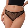 Tanga Dantelă cu Buline Mărimi Mari - Plasă Respirabilă cu Gusset din Bumbac, Lenjerie Intimă Sexy pentru Femei cu Talie Joasă.