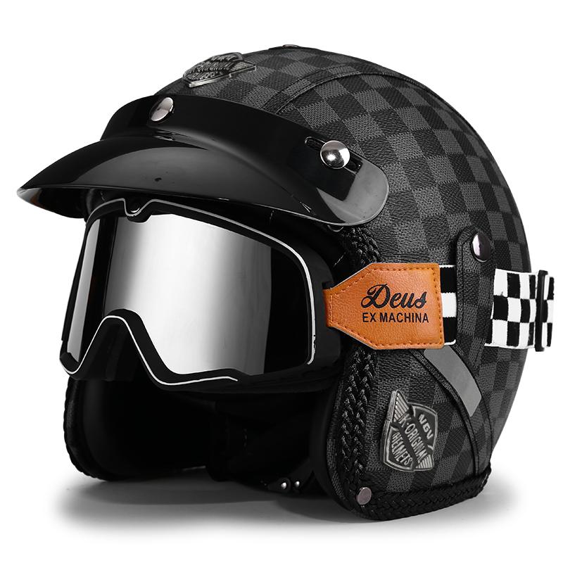 Retro Crown Prince Pedal Motorcycle Helmet Men's and Women's Four Seasons Cycling Motorcycle Electric Car Three-quarters Helmet