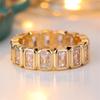 Rectangle Stone Geometric White Zircon Rings For Women Vintage Gold Color Engagement Bands Wedding Jewelry Bridal Versatile Gift