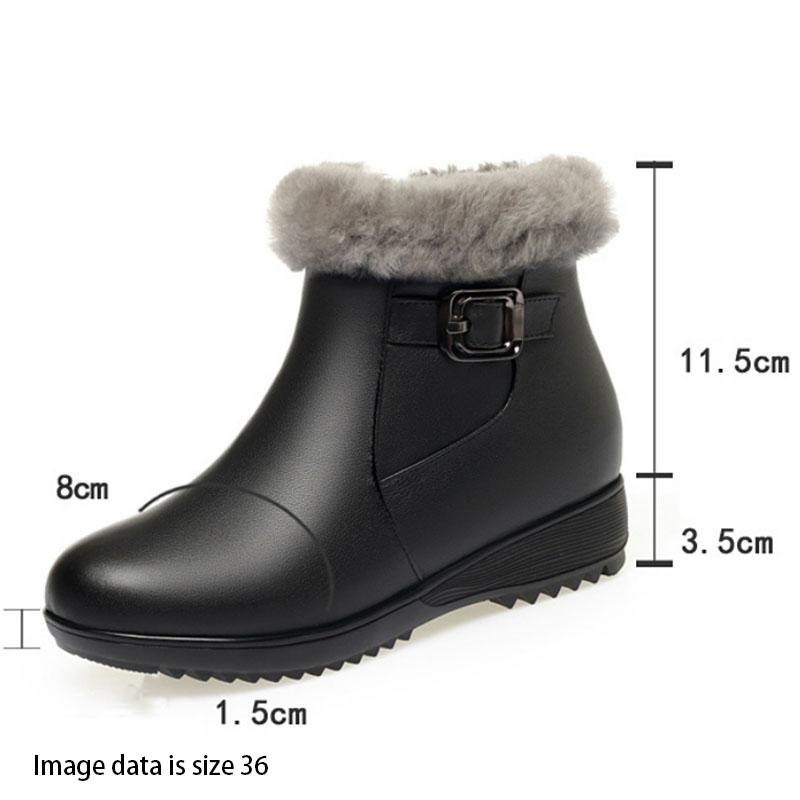 Mode AIYUQI Stiefeletten Damen 2025 Neu Echtes Leder Rutschfest Mama Schuhe Große Größe Keilabsatz Naturwolle Winter Damen Schneestiefel