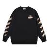 Off-White 2026 Autumn and Winter New OW Tape Arrow Pattern Printed Men's and Women's Round Neck Hoodie