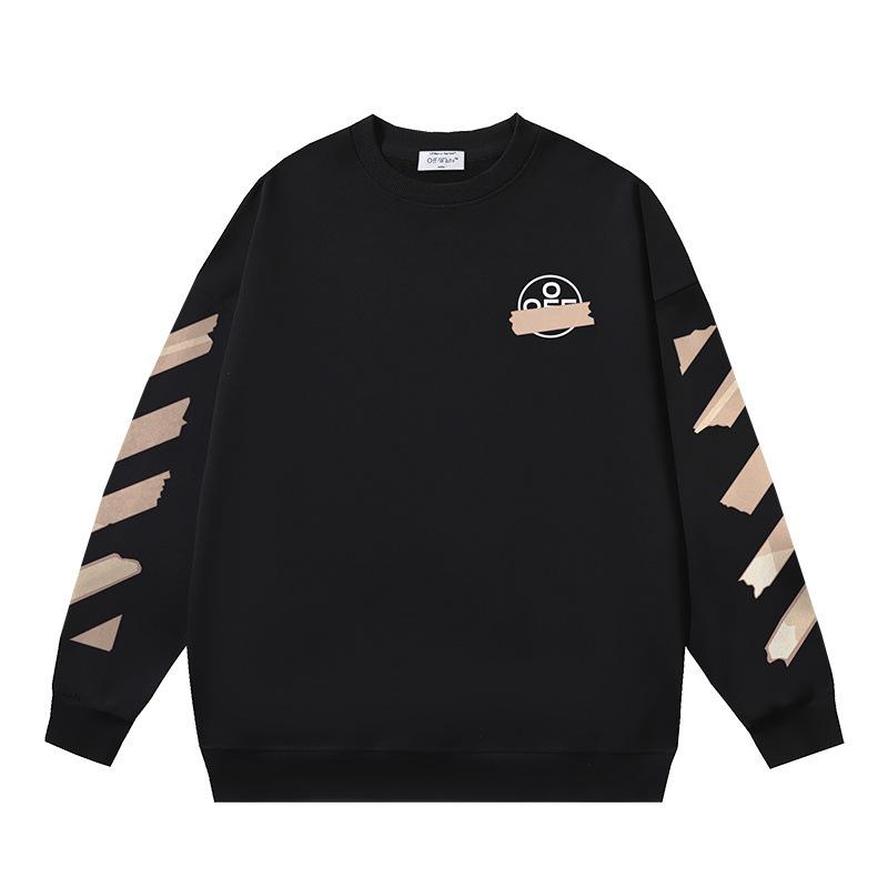 Off-White 2026 Autumn and Winter New OW Tape Arrow Pattern Printed Men's and Women's Round Neck Hoodie