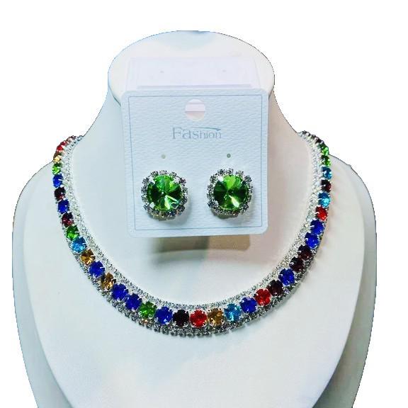 Zircon Diamond Geometric Necklace & Earrings Set – Light Luxury Jewelry for Elevated Style
