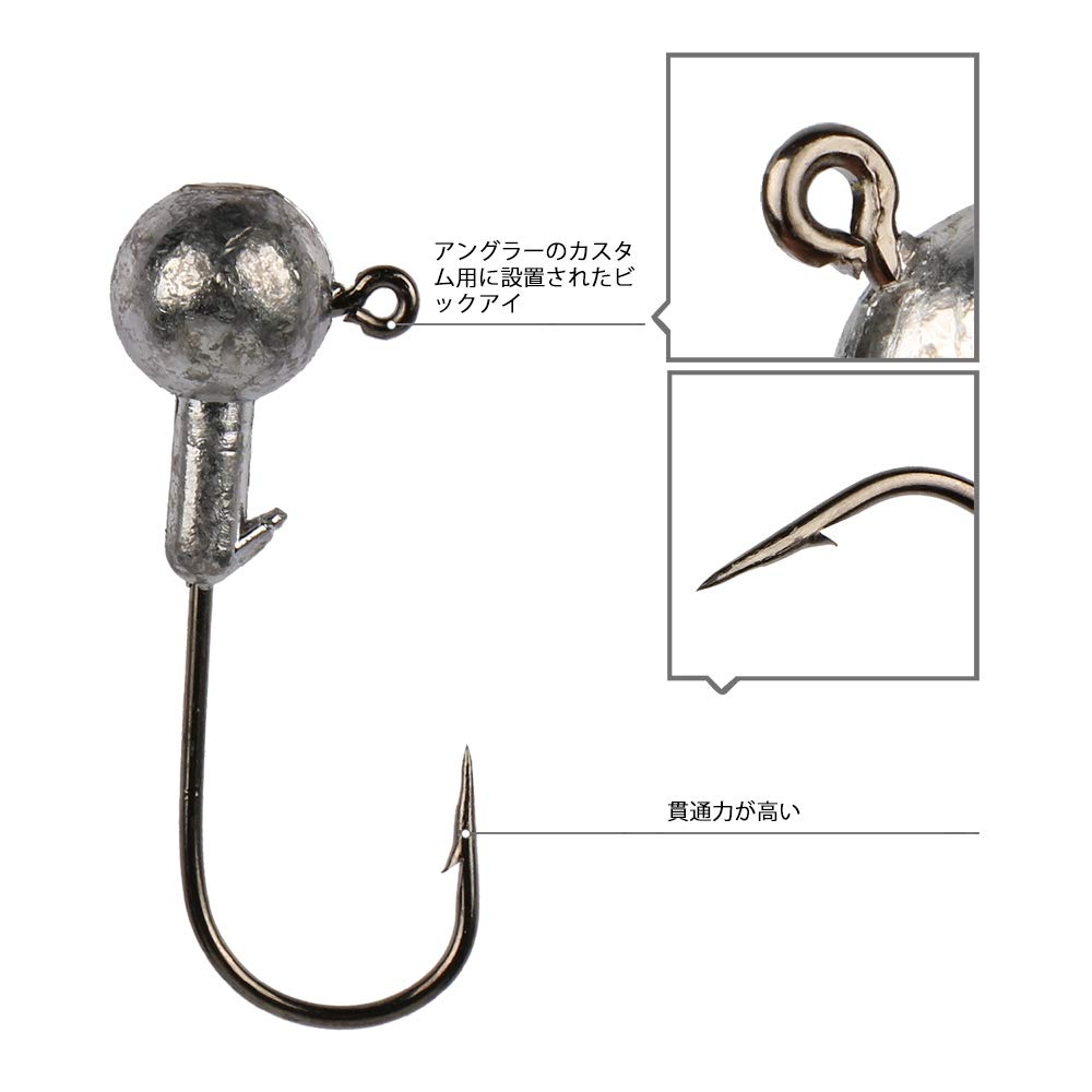 Goture Jig Head Set, Fishing Hooks for Chinning and Rockfishing, 14g, 30 Hooks, with Case