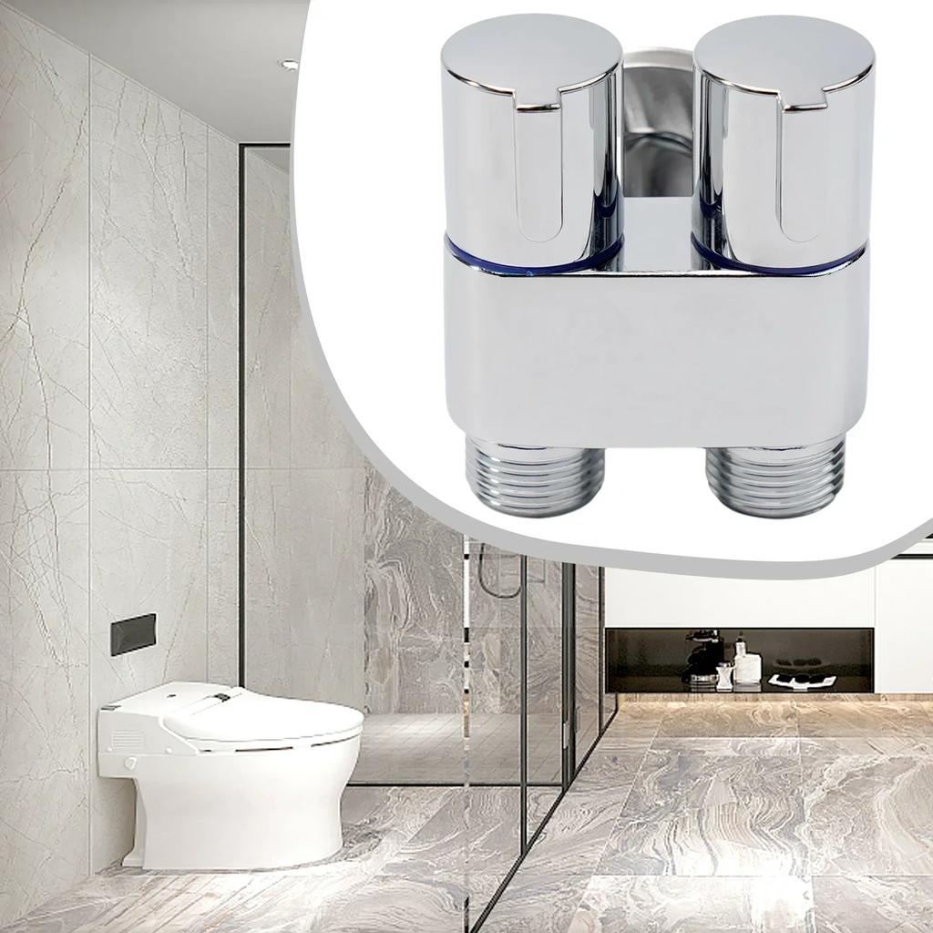 G1/2 Mini Multi-function Faucet, Brass 1 Into 2 Out Dual Control Washing Machine Chrome/Gray Tap Three-way Triangle Valve