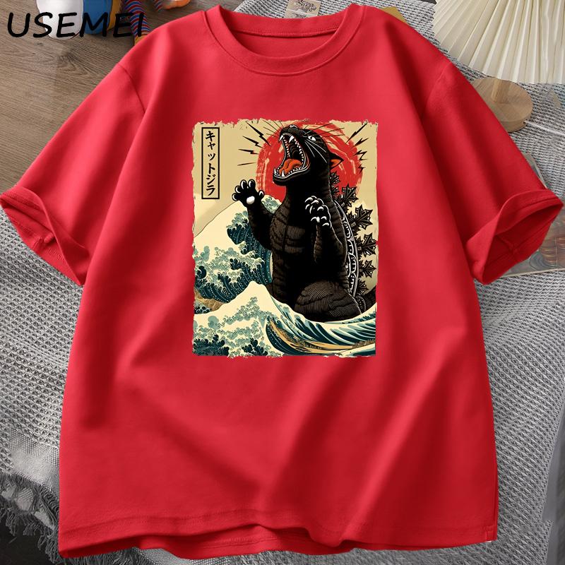

Catzilla Cat TShirt for Cat Owner Clothes Funny Harajuku Oversized Tshirts Unisexs Cotton Tshirt Unisex Printed Cat Lover Clothes S