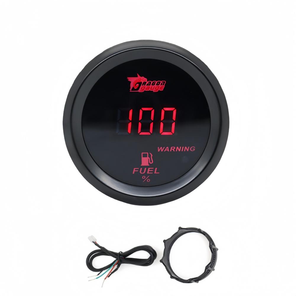52MM Digital Display Car Fuel Level Gauge 12V 0-100 LED Display 240-33 Ohms Standard Digital Percent Display Fuel Gauge Meter красный