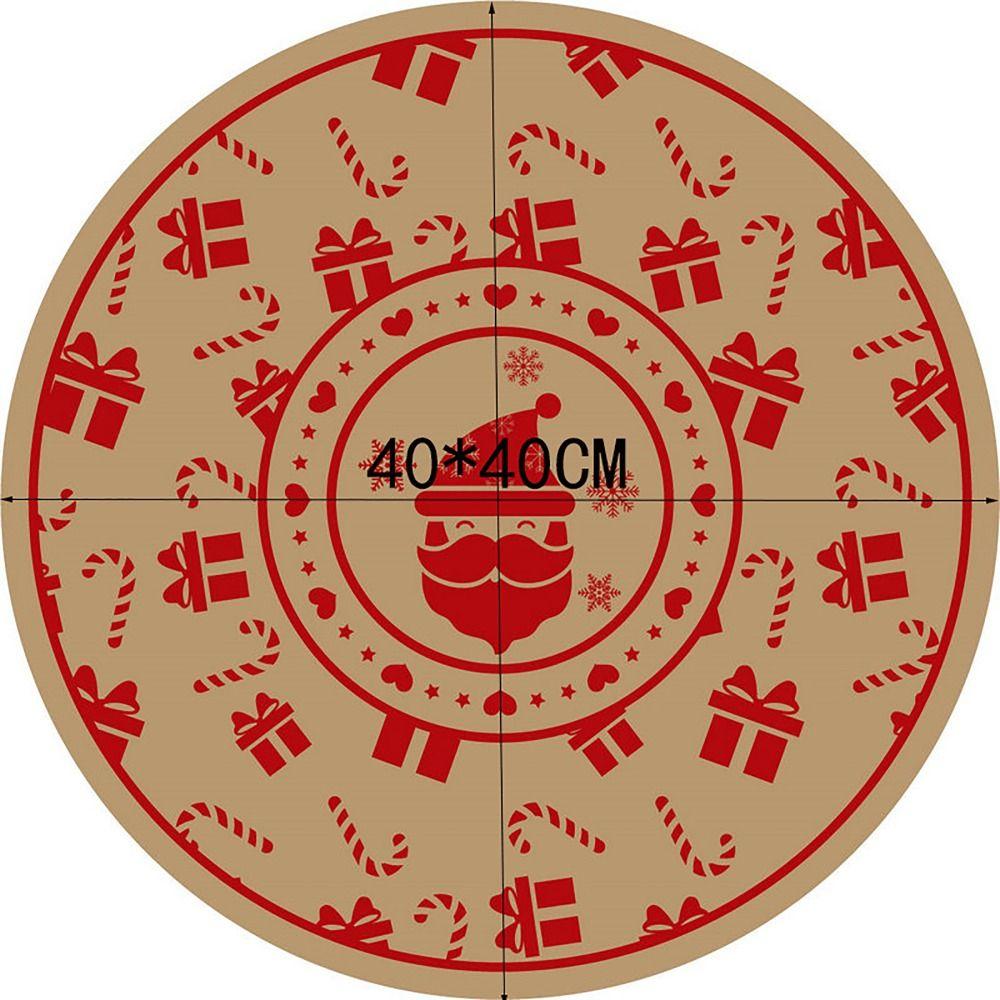 Round Christmas Jute Placemat Heat Insulation Retro Decorative Mat Tableware Mats Party Decor
