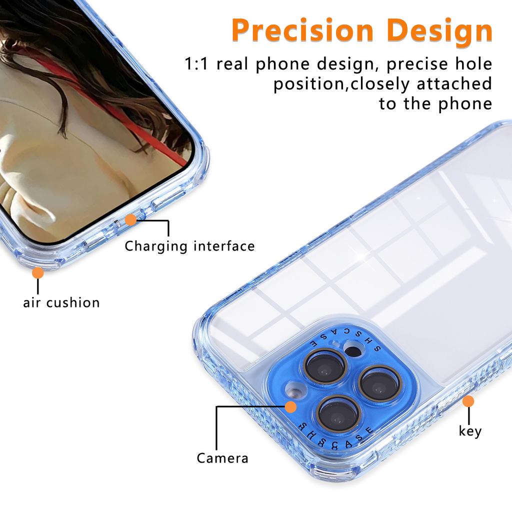 For iPhone 16 Pro Case Clear Colorful Frame Drop-Proof TPU + PC Phone Back Cover with Lens Film