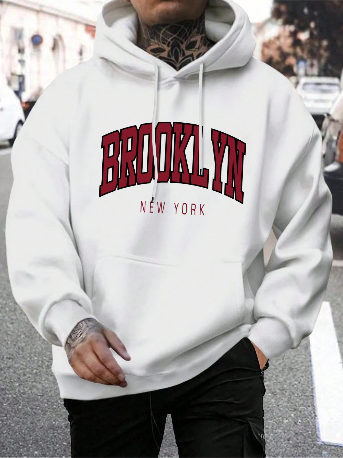 

Brooklyn New York Printed Sweatshirt Men Harajuku Comfortable Hooded Fashion Soft Hoodies Autumn Fleece Warm Clothes 2XL