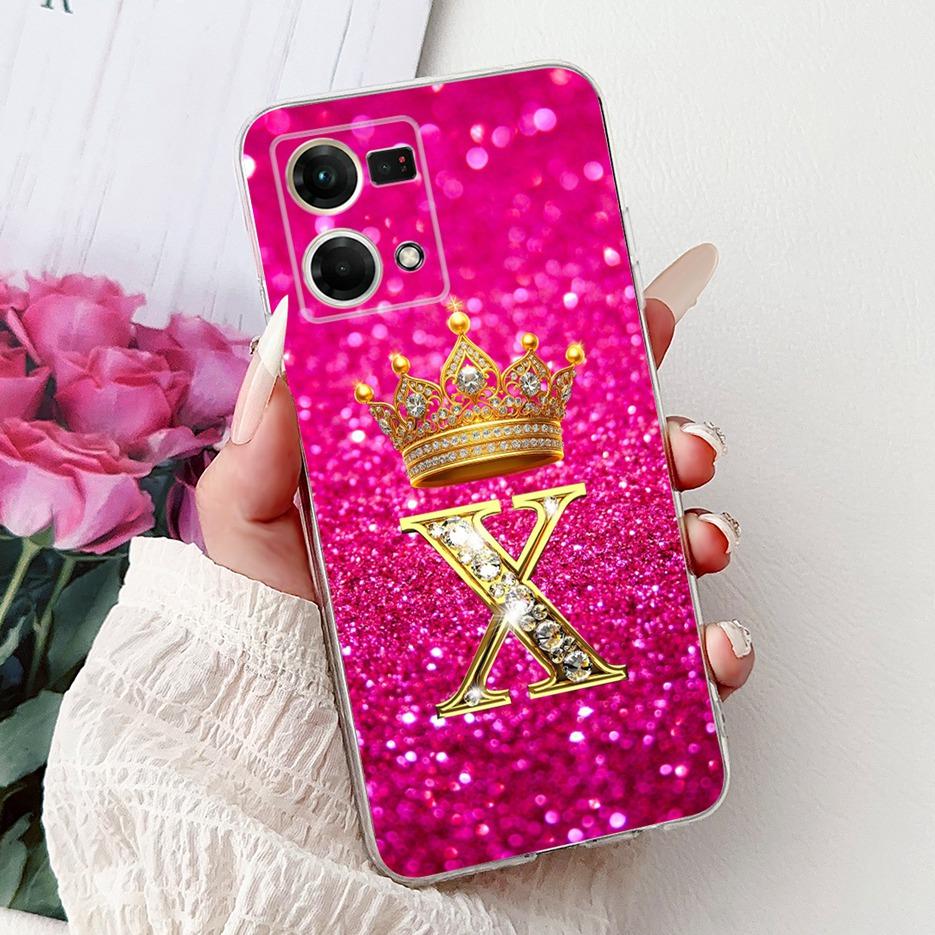 For Oppo F21 Pro 4G Case Reno7 4G CPH2363 New Crown Letters Cover Soft Silicone Phone Case For Oppo Reno8 Reno 7 F21Pro 4G Shell