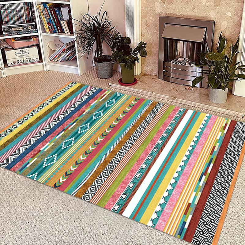 Bohemian Cross-Border Rug: Retro Style Living Room Decor, Bedroom Insulation, Office Dirt-Resistant, Bedside, and Sofa Blanket.