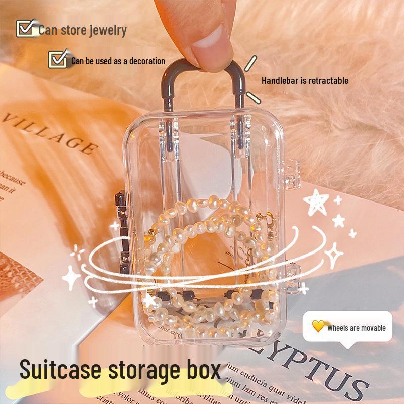 Creative Mini Luggage Storage Box for Wedding Candy, Nail Art Accessories, and Toys - Transparent Small Box.