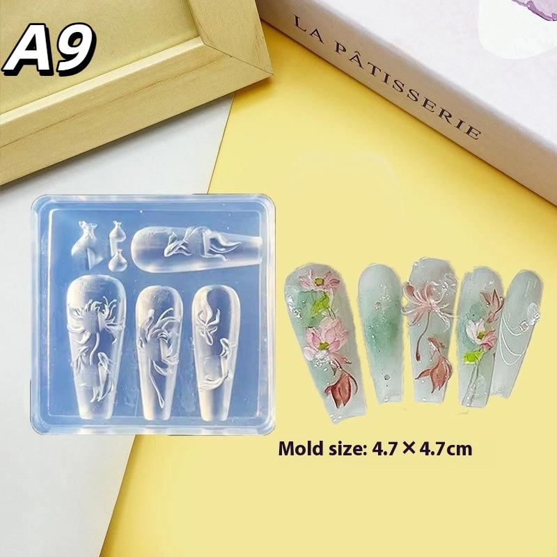 1Pc Chain Ice Flower Butterfly 3D Acrylic Mold Nail Art Decorations Diy Design Silicone Nails Mold