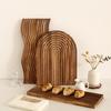 Wooden Serving Platter, Geometric Design Boho Decorative Serving Tray for Fruit, Bread, Vegetables, Multi-use Organizer Tray for Coffee Table, Dinner,