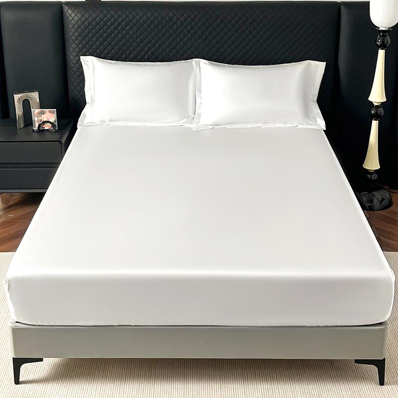 Ice Silk Color Ding Bed Sheet Solid Color Cool Silk Mattress Protective Cover Anti Slip Bed Cover Dust Cover