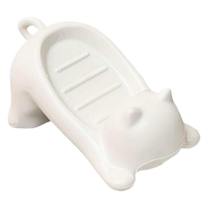 

Adorable Cat-Shaped Soap Dish Cute Bathroom Soap Holder with Drainage Holes Non-Slip Plastic Soap Tray for Sink Shower белый