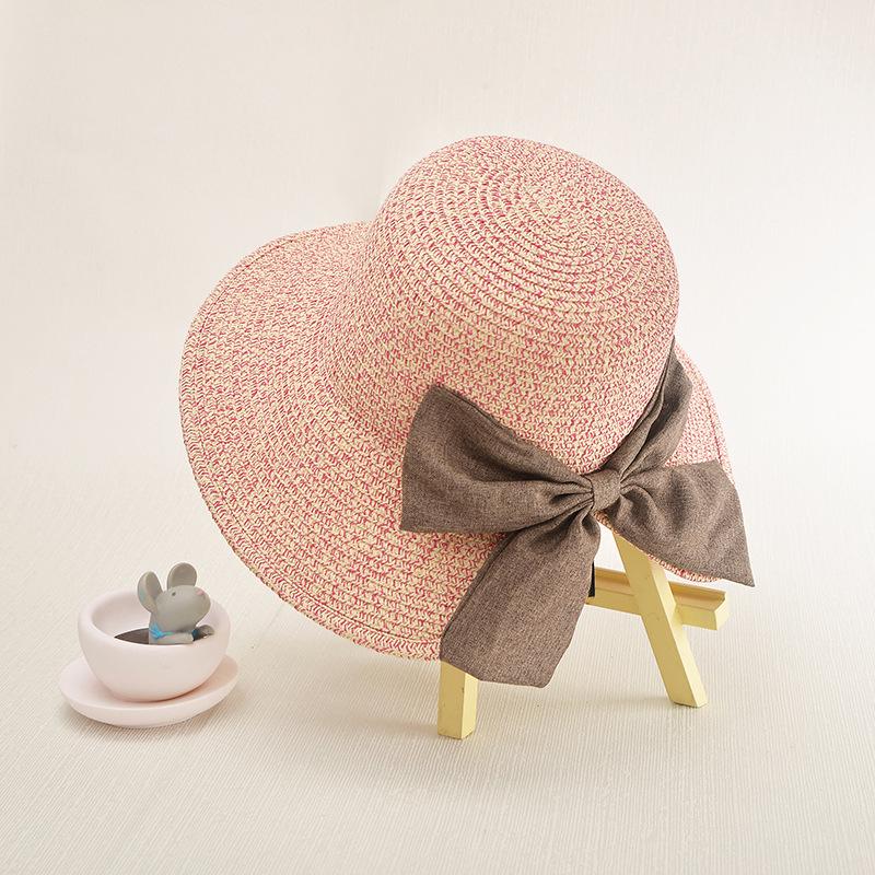 New women's sunshade, beach hat women, split-ended big bow fashion travel sunscreen big edge straw hat