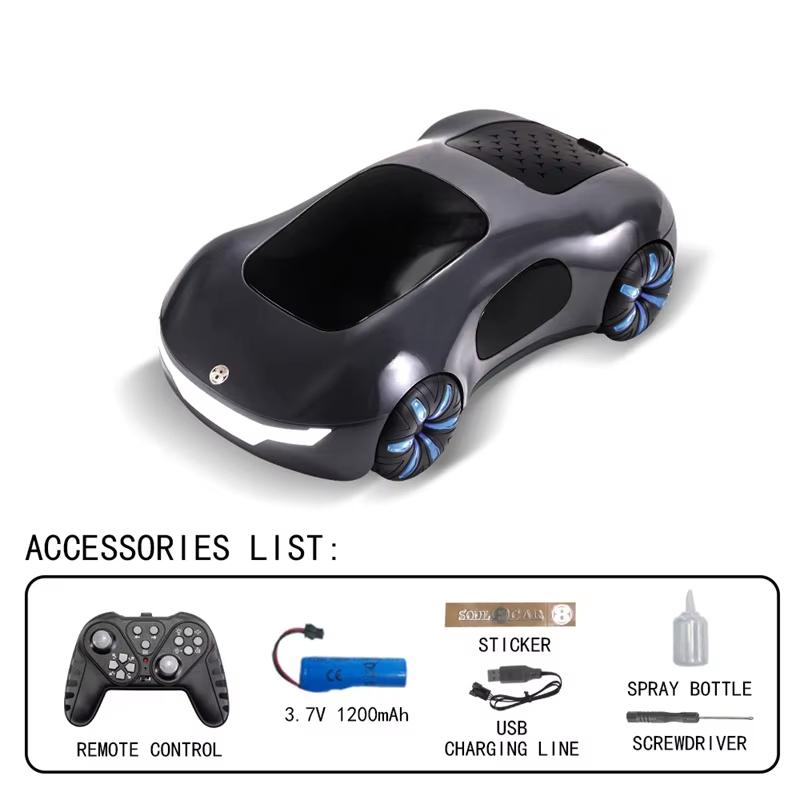 

2024 Новий 4WD Sci-Fi RC Car 2.4G Керування годинником 360° Stunt Drift LED Lights Music Spray Позашляховий RC Dragster Електрична іграшка Подарунок для дітей Керування звуком Normal version чорний