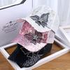 Women'S Summer Comfortable Breathable Sunshade Mesh Baseball Cap Sequined Duckbill Cap Butterfly Rhinestone Embellishment
