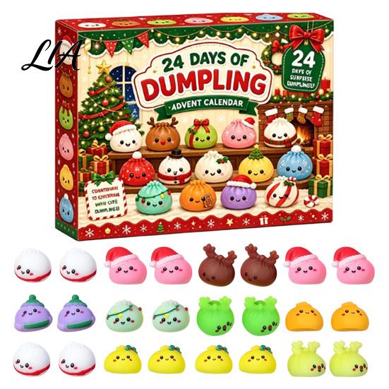 Mini Soft Toys for Party Favors 2026 Christmas Dumplings Advent Calendar with 24 Bun Squeeze Educational Fidget Tools Concentration Toys, Festive