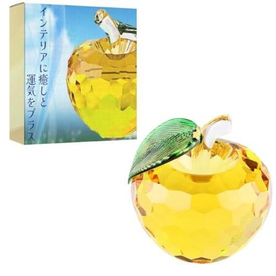 ideamall Feng Shui Crystal Apple Item Wealth Enhancement Interior Decoration Healing Purification (Yellow)