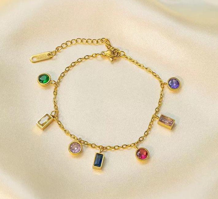 2023 High-End Colorful Zircon Titanium Choker Necklace for Women