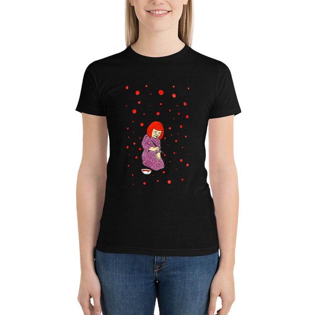 Yayoi Kusama T-Shirt Kurzarm T-Shirt Animal Print Shirt für Mädchen Hippie Kleidung T-Shirts für Frauen