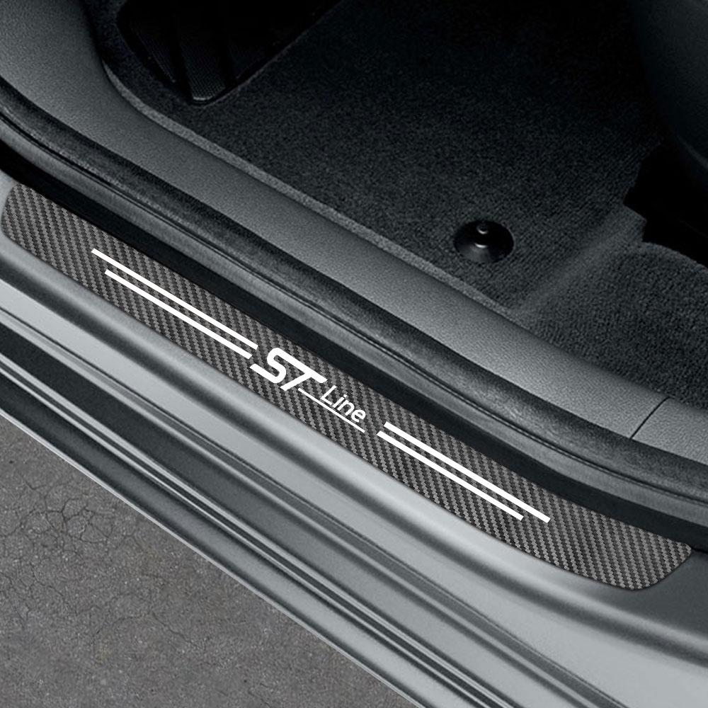 4pcs Carbon Fiber Car Door Sill Sticker For FordFor Ford Fiesta Mondeo Fusion Escape Edge Ecosport Focus MK2 MK3 MK4 KUGA