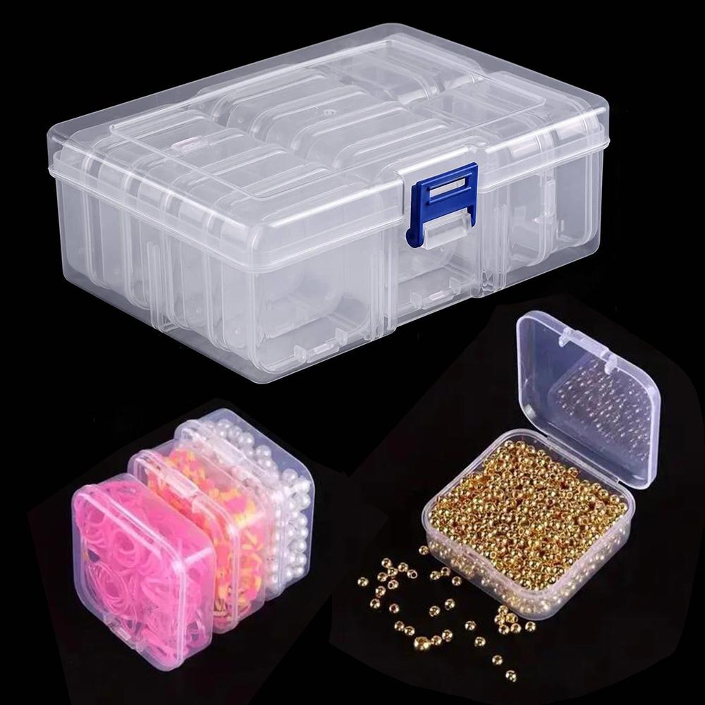 

14 grid transparent plastic box packaging box for girls accessories, portable handheld DIY handmade materials, desktop storage