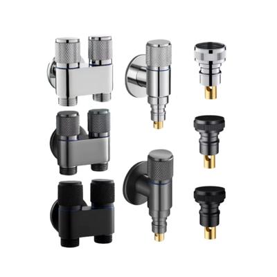 Stainless Steel G1/2 1 In Two Out Double Control Washing Machine Faucet Toilet Triangle Valve Faucet Accessory