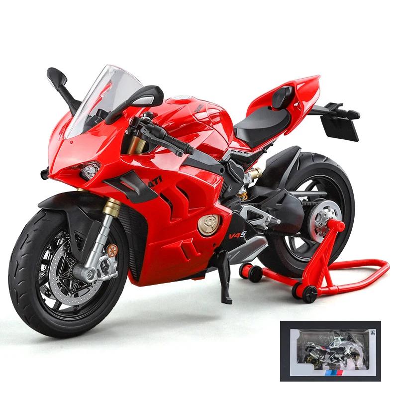 Large Size 1/9 Ducatis Panigale V4S Alloy Racing Motorcycle Simulation Diecast Metal Street Motorcycle Model with Light Kid Gift