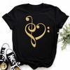 Nowa koszulka Harajuku Funny Music Note Art T Shirt Fashion Women T Shirt Music Tops Short Sleeves Black T-shirt Ladies Casual Tees Top