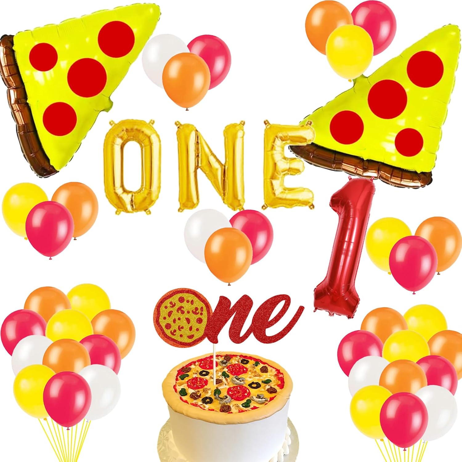Пицца Один Воздушные шары на День Рождения Золотые Пицца Время 1-я Вечеринка Баннер Еда Италии/Фестиваль Пиццы/Я Люблю Пиццу/Кусочек Кусочек Малыш/Кусочек Пиццы/Пиццерия Тематика 1-я