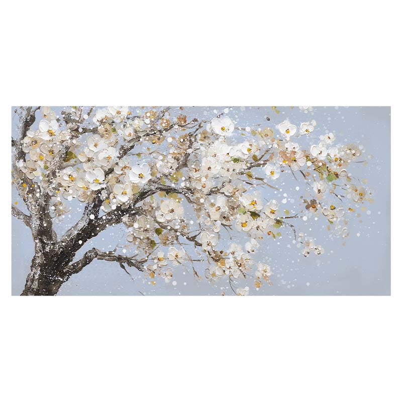 Abstract Blooming White Flowers Tree Painting Print On Canvas Still Life Frameless Artworks Wall Art Poster Living Room Bedroom