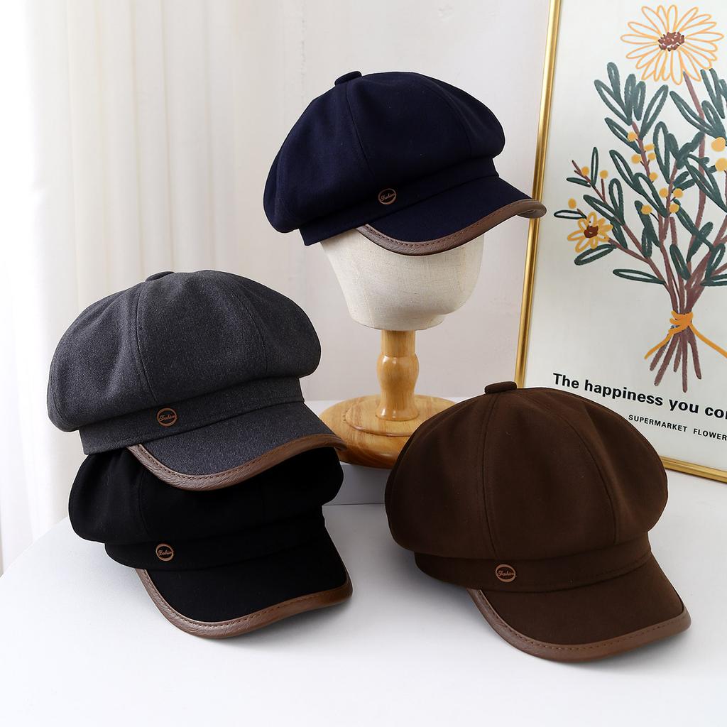 Women's Newsboy Cap British Vintage Octagonal Hat with Brim Classic Painter Hat for Fall Winter Outfits Fashion Accessories New