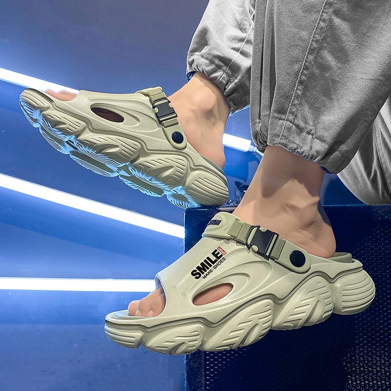 New Men's Sandals Big Size Thick-soled Lightweight Slippers Men's Fashionable Casual Sports Sandals Breathable Beach Shoes Men
