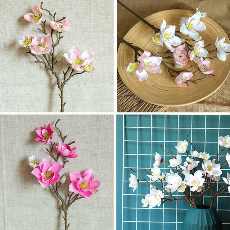 Artificial Magnolia Flower Silk Magnolia Branch For Home Living Room Decoration Fake Flower Plant Table Wedding Party Decor