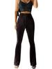 Women's Fashion Sexy High Waist Gold Velvet Ribbed Flared Pants