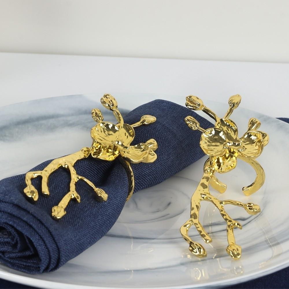 2PCS Luxury Plum Blossom Napkin Ring Elegant Serviette Ring Creative Table Napkin Holder  Banquet