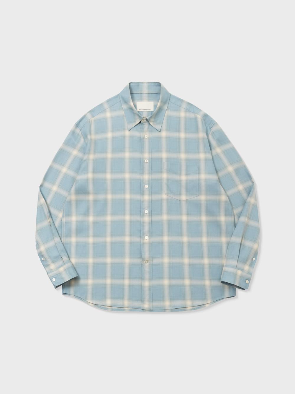 Atelier Deldio Rayon Ombre Check Comfort Shirt (Blue) Xl