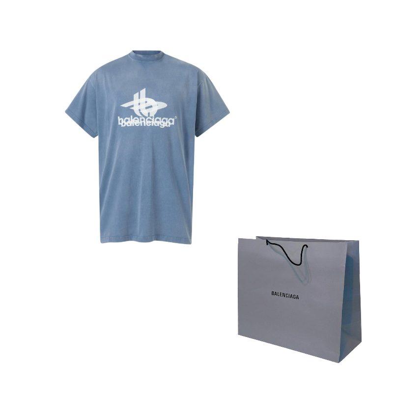 Balenciaga T Shirt Loose Fit Unisex Blue 739028TPVF24313