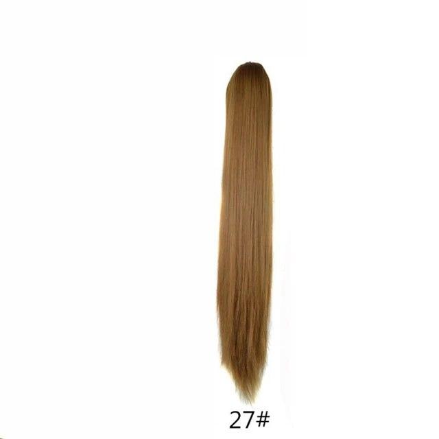 Synthetische Pferdeschwanz-Haarverlängerungen, lange, gerade Klaue, Clip-in/on-Pferdeschwanz für Frauen, tägliche Party, 55,9 cm, hitzebeständiges Kunsthaar