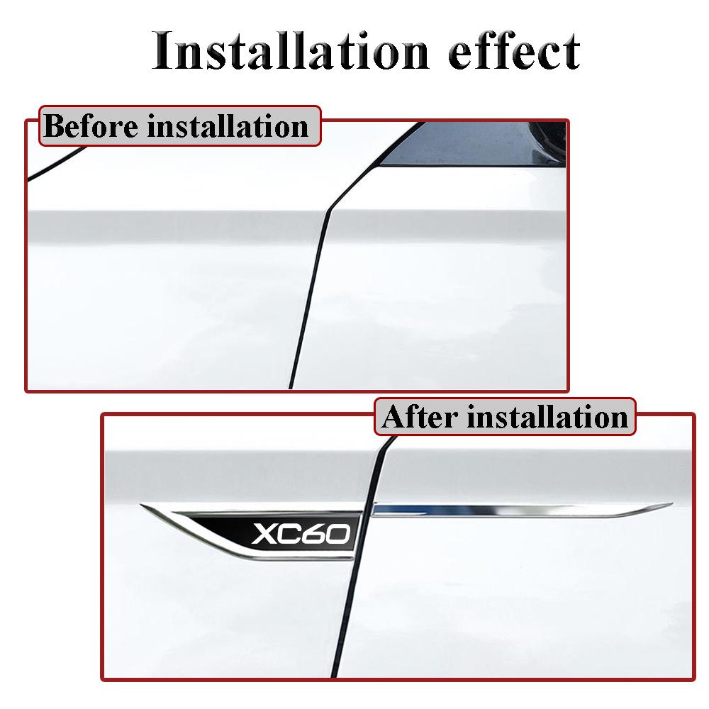 3D Metal Epoxy Car Side Body Fender Knife Badge Stickers  Emblem Badge Decals for Volvo S60 S90 XC60 XC90
