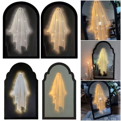 Halloween Ghost Mirror Night Light Cute Halloween Home Accessories Spooky Halloween Hologram Ghost Prank Decor 35/38/50cm Height