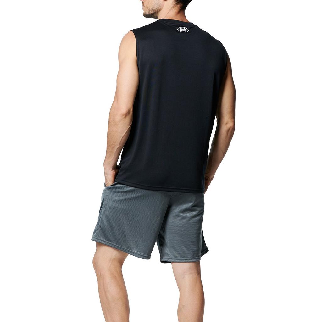 Under Armour Solide Logo-Aufdruck Rundhals Trainings Ärmellose Weste Herren Oberteile Schwarz 1367452-001