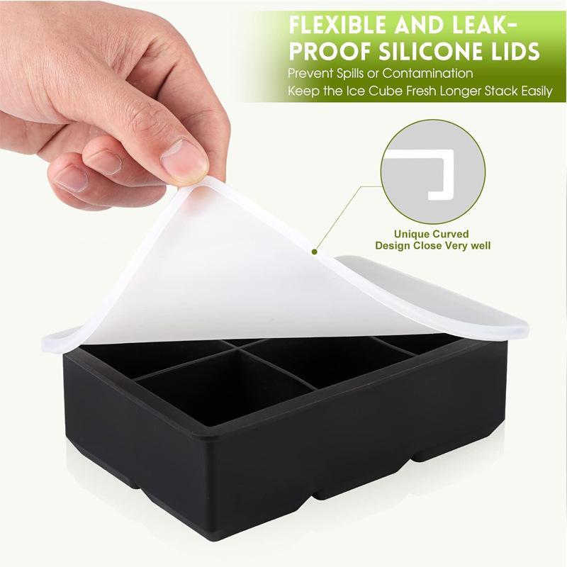 6-Cavity Large Silicone Ice Cube Tray - Easy Release & Quick Freeze Ice Ball Mold